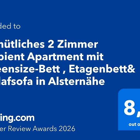 Gemütliches 2 Zimmer Ambient Apartment mit Queensize-Bett , Etagenbett& Schlafsofa in Alsternähe-3